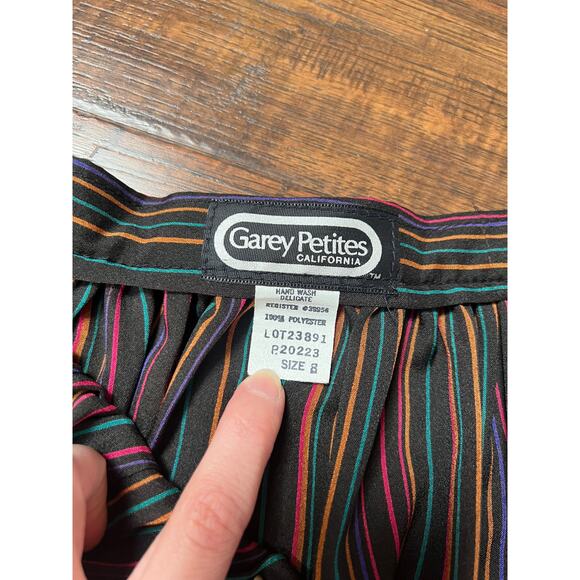 VTG Semi Sheer Circle Skirt Horizontal Stripes Medium Garey Petites California - Picture 3 of 4
